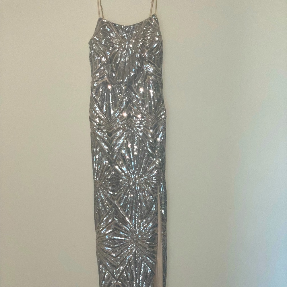 Long Silver elegant dress size medium